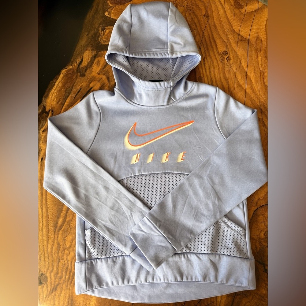 Nike Dri-FIT Hoodie Youth Small Gray Athletic Pullover